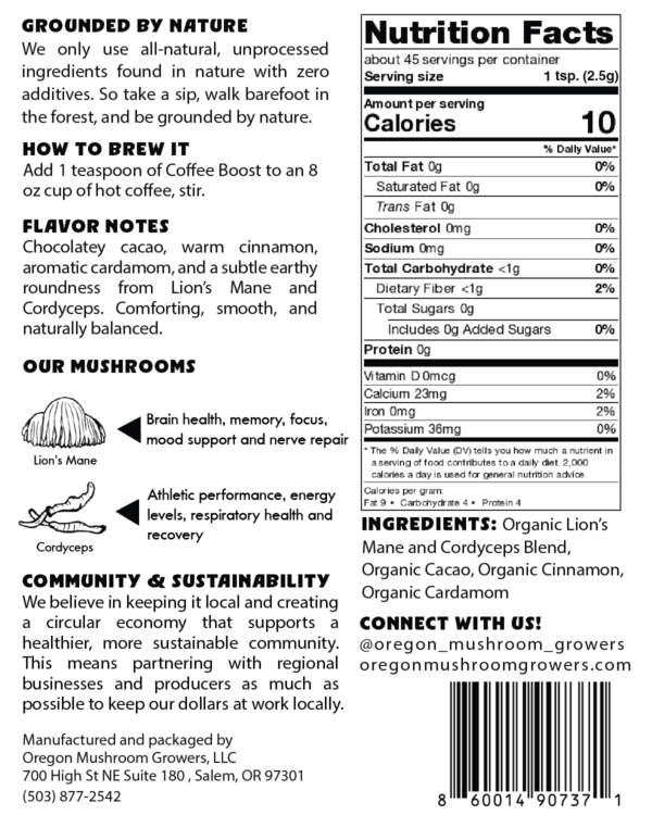 nutrition facts of coffee boost big